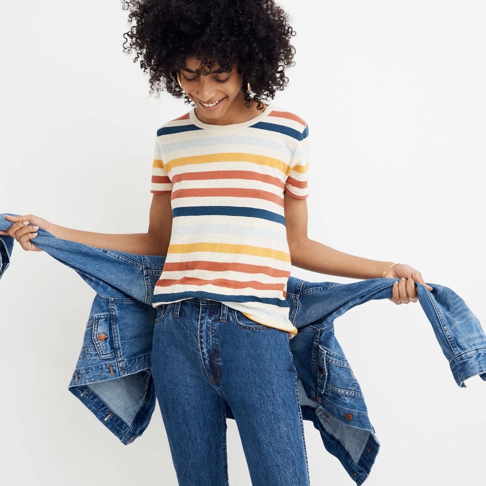 Madewell Lo-Fi Shrunken Tee in Jay Stripe